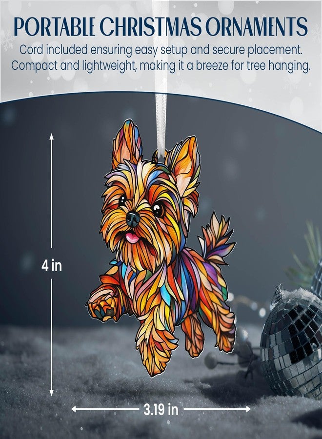 FLAGWIX Yorkie Christmas Ornaments - 2D Flat (Not 3D) Acrylic Dog Christmas Ornaments 2025 for Tree Decorations - Yorkie Ornament Gifts for Women Men, Dog Mom Gifts for Women, Gift for Animal Lover - Image 4